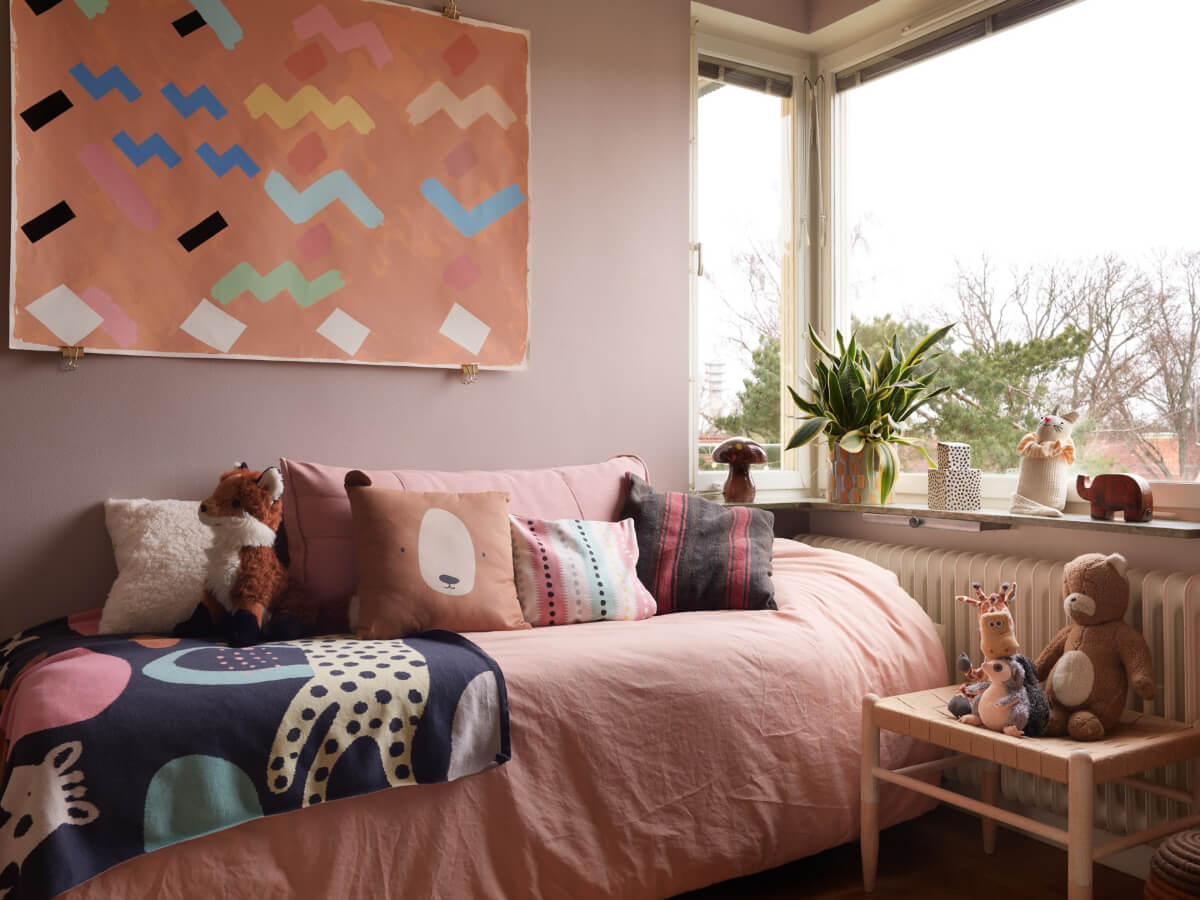 A Renovated 1940s Apartment with Colorful Bedrooms 24 kids bedroom corner window