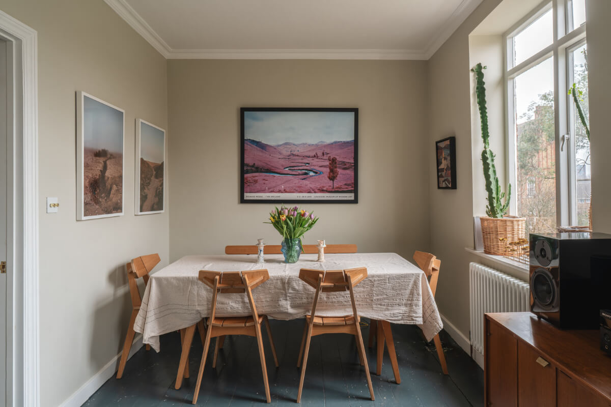 A Cozy Two-Bedroom Attic Apartment in a Victorian Townhouse 7 kitchen dining area beige walls
