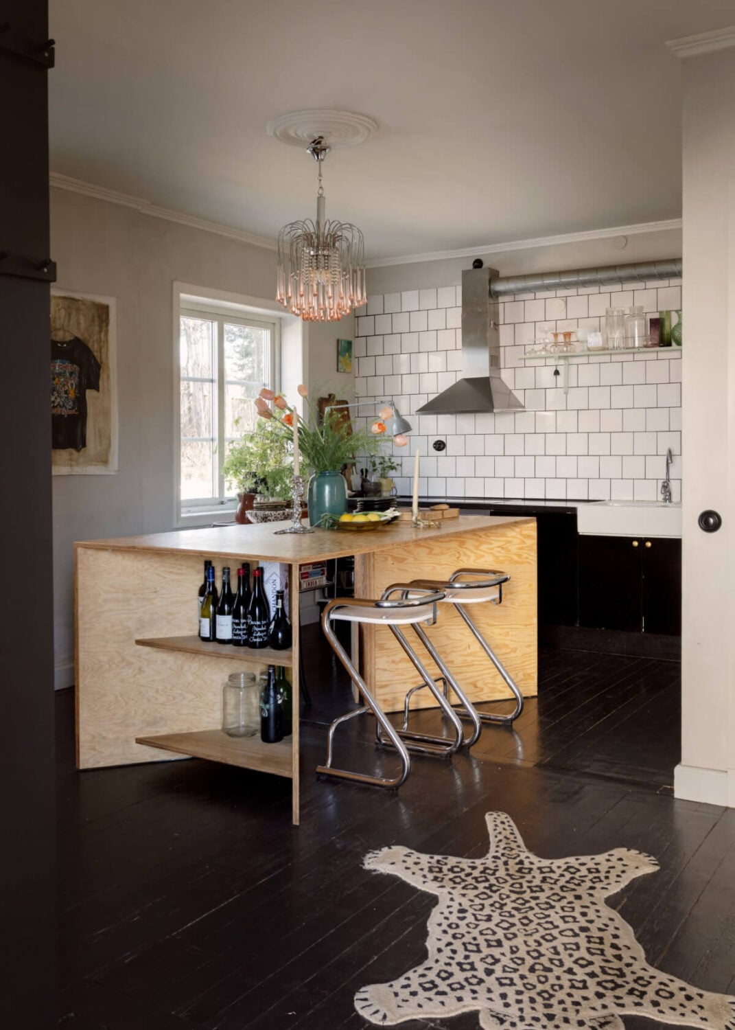 An Amazing Swedish House with Pink and Gray Rooms 8 kitchen plywood island