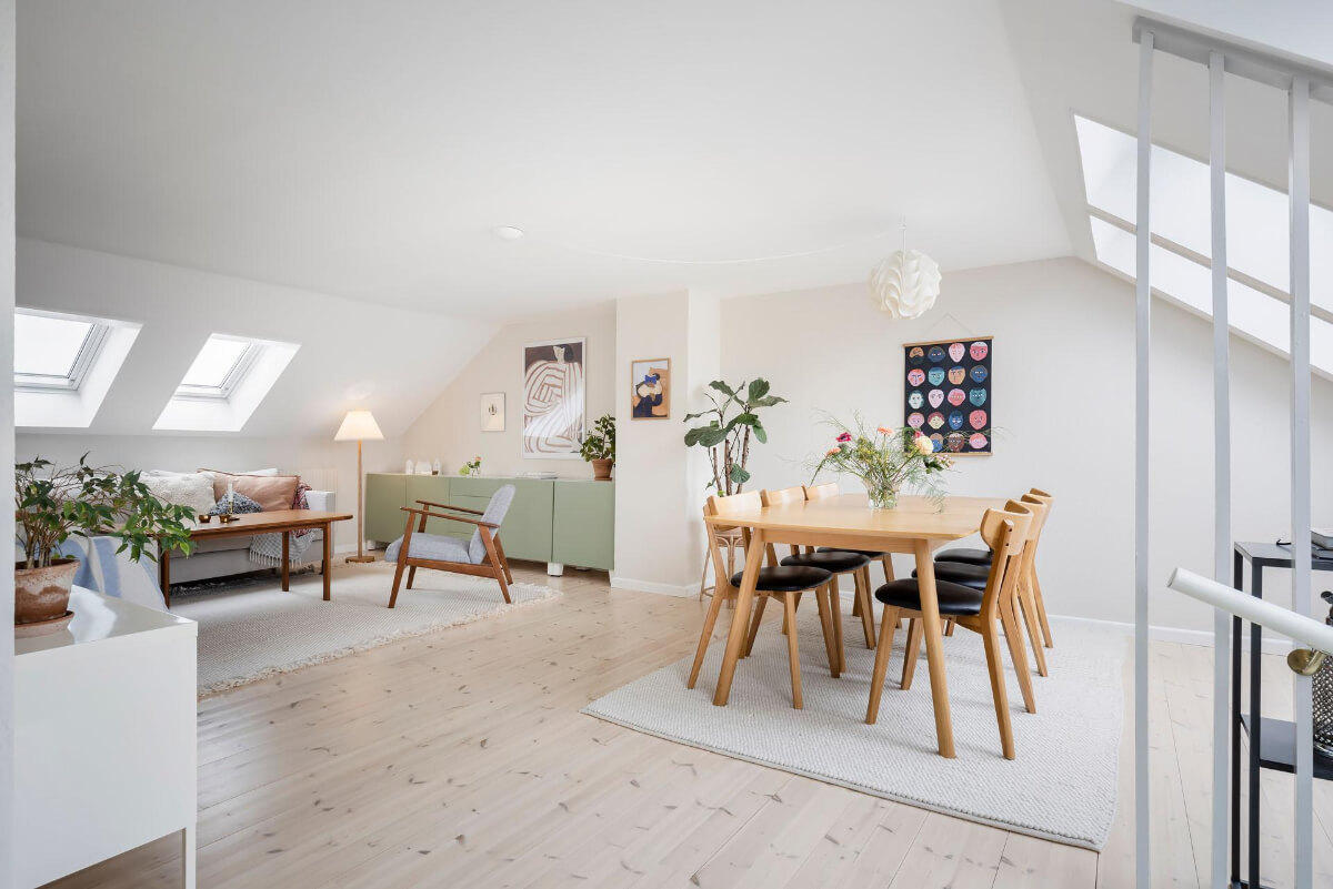 Timeless Charm and Contemporary Design in a 1930s Duplex Apartment 16 light attic living space