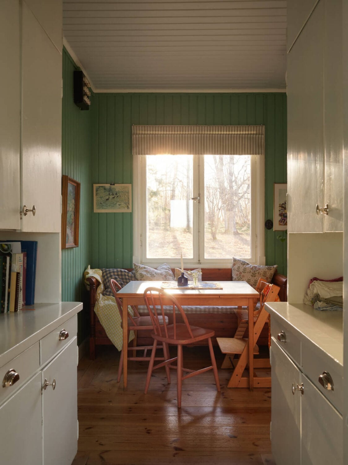 A Grand Family Home in a Former Swedish Doctor's Villa 12 original kitchen cabinets breakfast nook