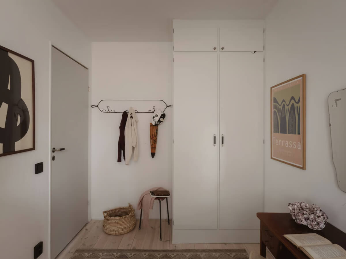 Limewash Walls in Muted Tones in a Swedish Apartment 22 original wardrobes