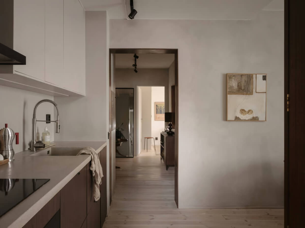 Limewash Walls in Muted Tones in a Swedish Apartment 10 painted doorway