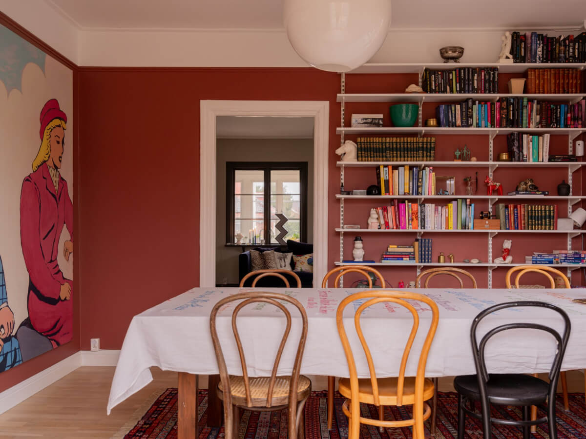 A Beautiful Renovated Family Home with a Charming Garden 8 red dining room