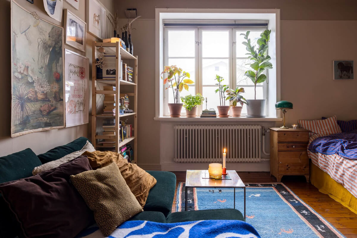 A Cozy Studio Apartment in a 1930s Building 2 studio apartment gallery wall