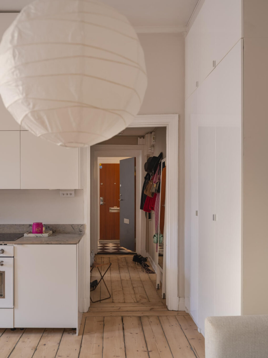 A Small Apartment with Contemporary Furniture in a 19th-Century Building 15 view into hall