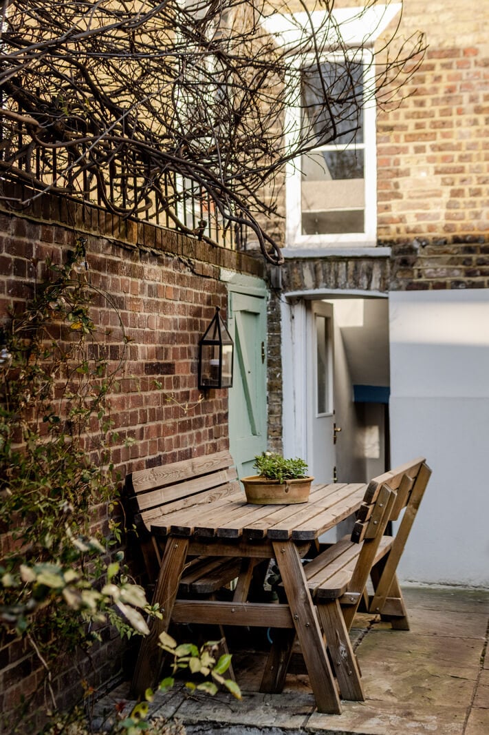 Color, Pattern, and Textures in a Renovated London Townhouse 18 walled garden