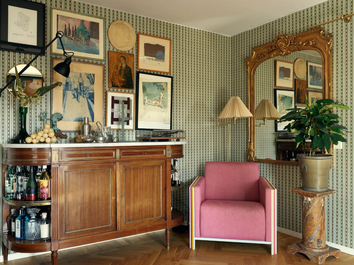 A Personal and Cozy 1960s Family Home in Sweden 30 antique bar