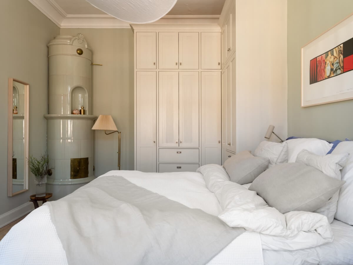 Turn-of-the-Century Charm and Site-Built Storage in a Stockholm Apartment 19 bedroom corner wardrobes