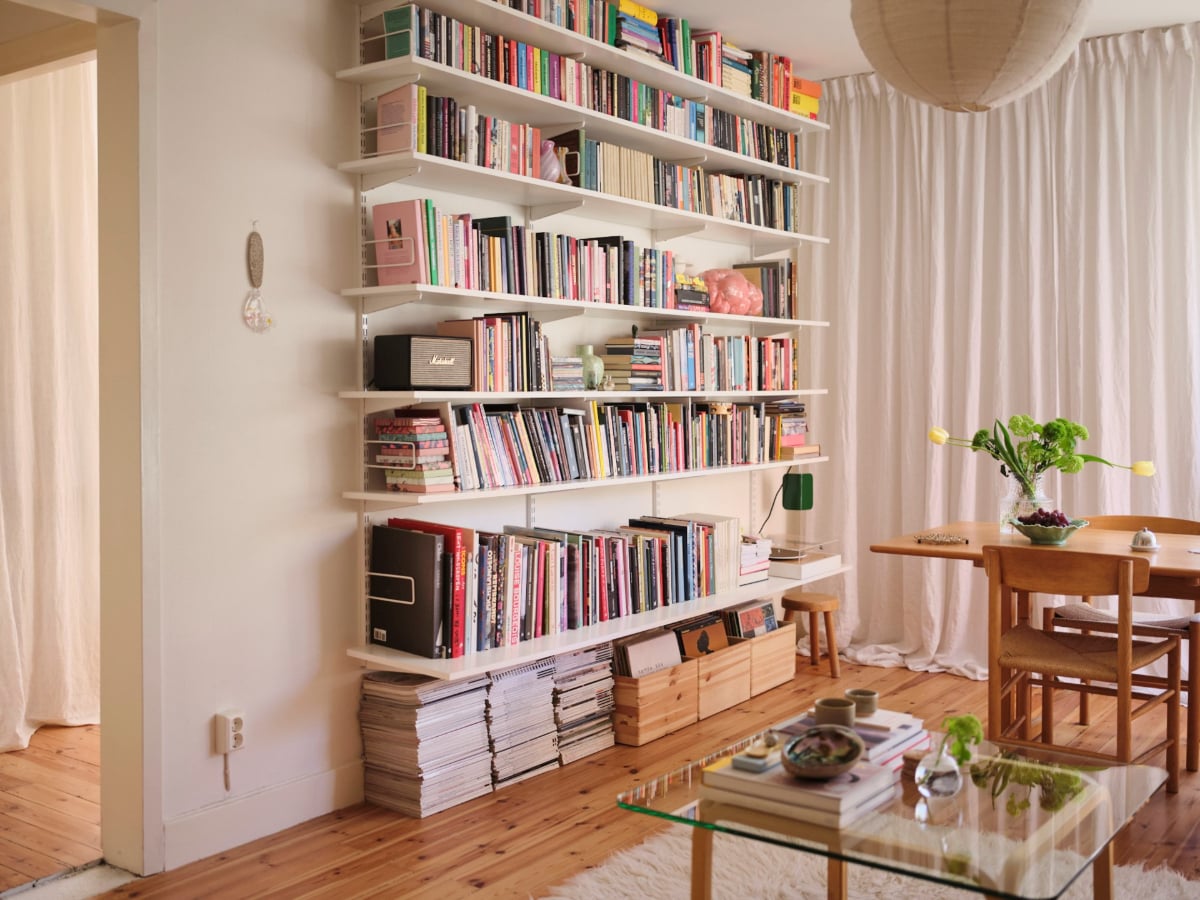 A Light-Filled Functionalist Apartment in Stockholm 6 bookshelves
