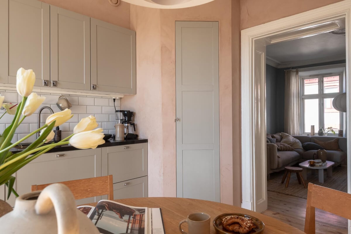 A Natural Color Palette, Period Features, & Grand Rooms in a Swedish Home 30 built-in pantry