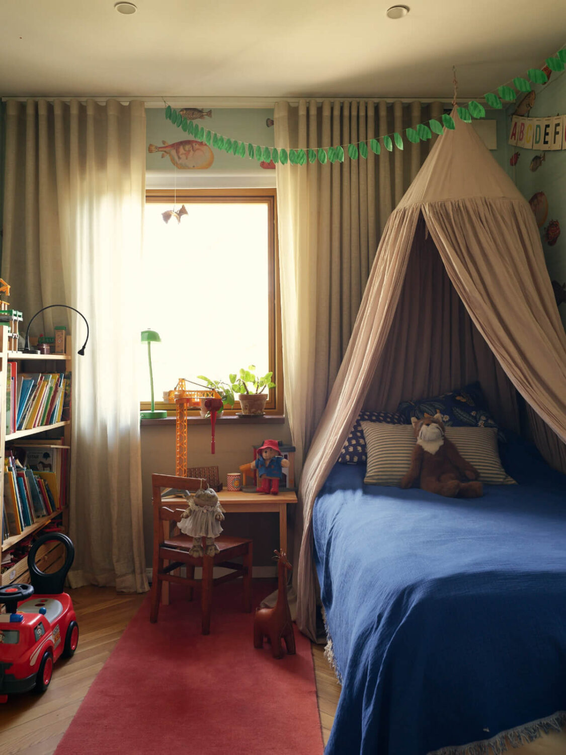 A Personal and Cozy 1960s Family Home in Sweden 20 childrens bedroom canopy