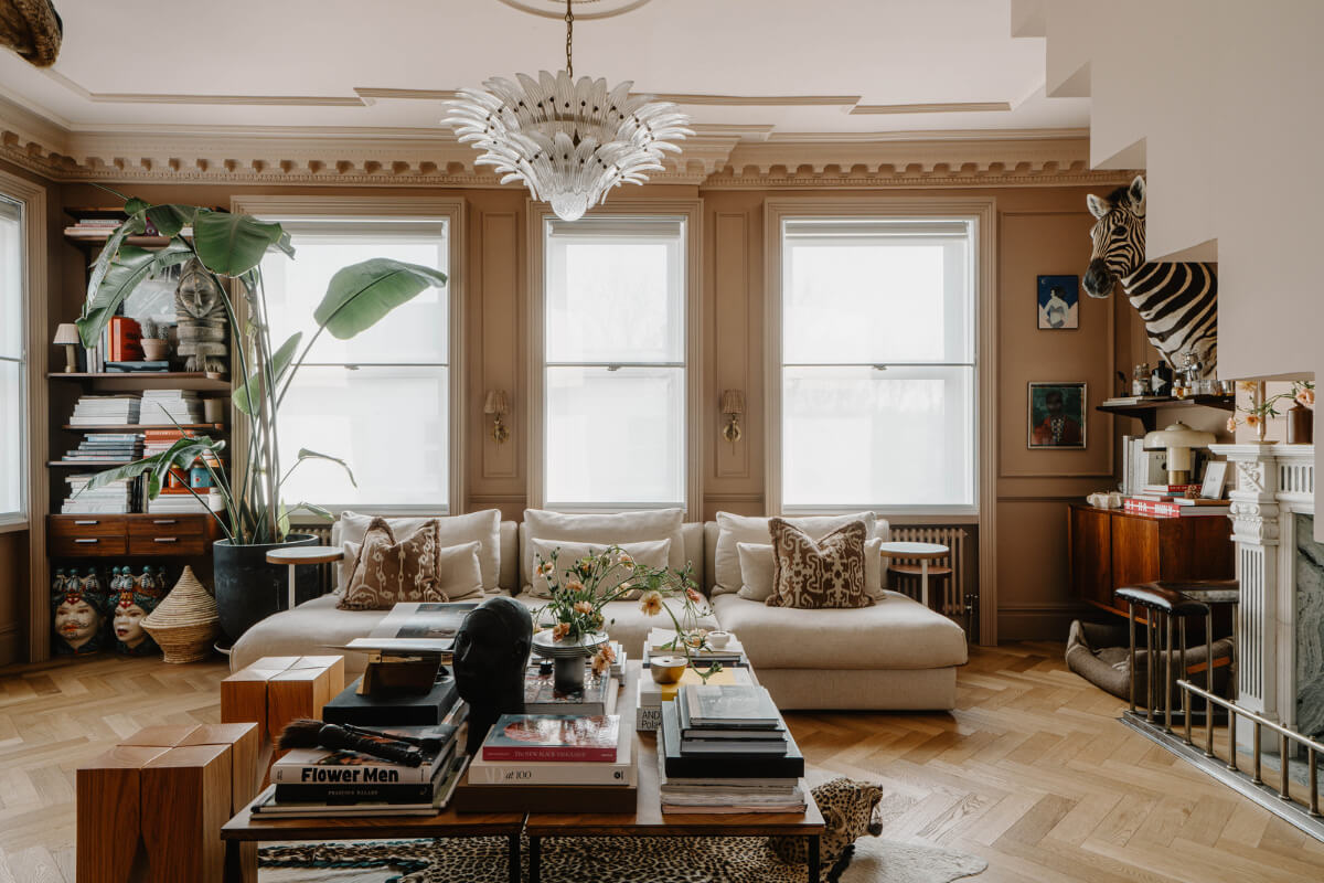 A Classy Apartment on the Top Floors of a 19th-Century Building 2 classic living room beige walls