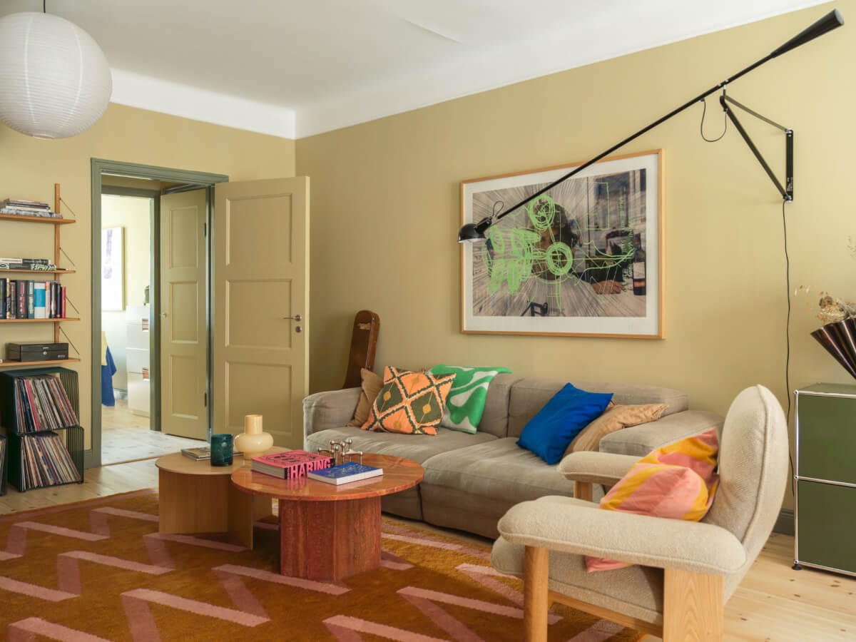 A Yellow and Green Color Palette in a Modern Swedish Apartment 5 contemporary scandi living room