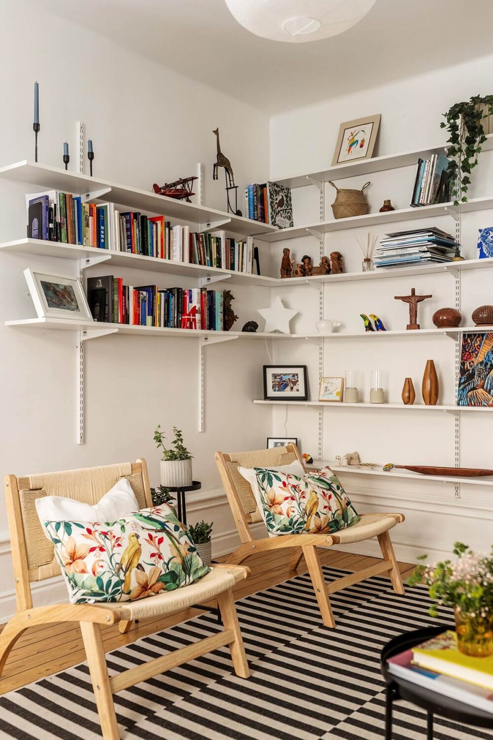 corner shelves living room