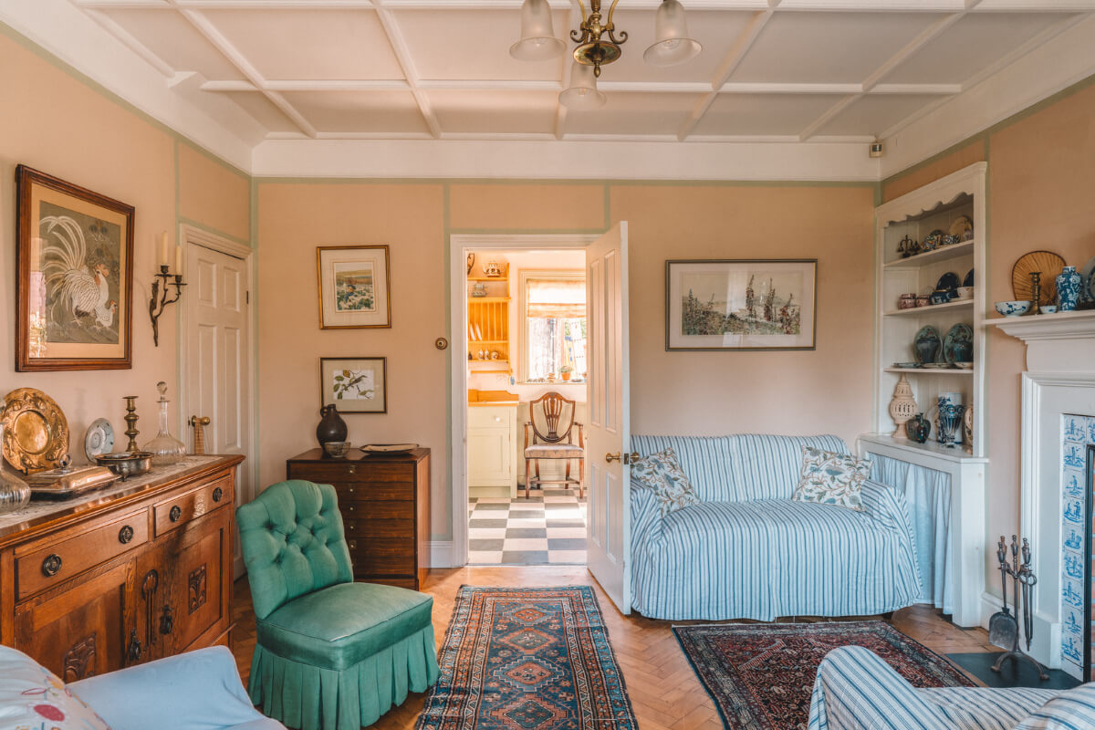 A Sage Green Kitchen in a Charming Arts and Crafts House 3 cottage living room