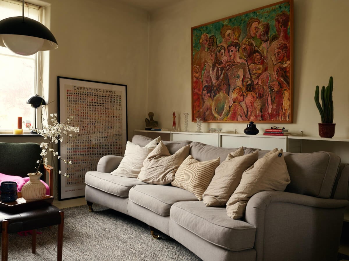 A Charming Semi-Detached House in the First Garden Town of Stockholm 5 cozy swedish living room