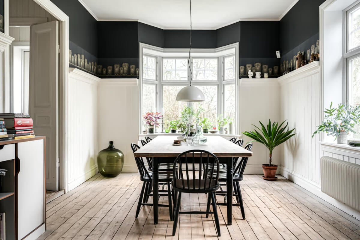 A Beautiful Former Summer House in Southern Sweden 12 dining room black wall