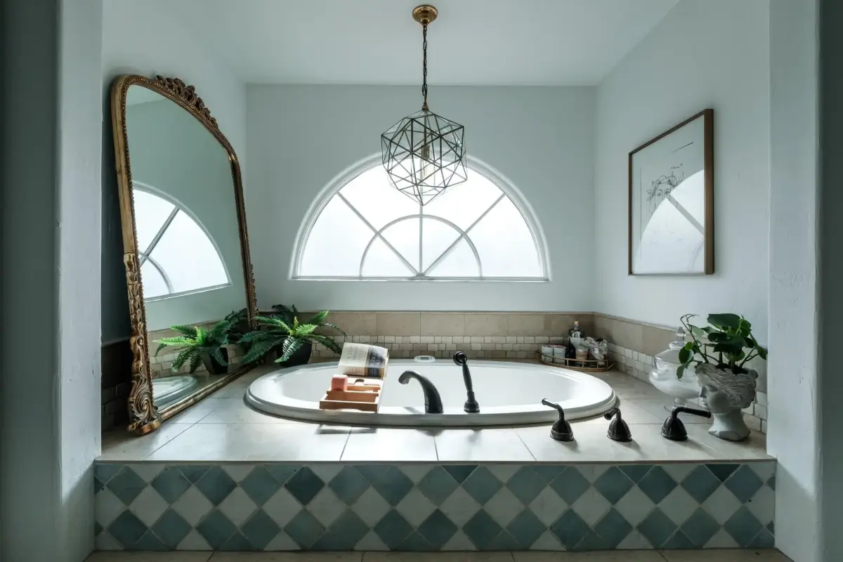 Mediterranean Elegance Meets Modern Living in the Heart of Bonnie Brae 29 en-suite bathroom built-in bath