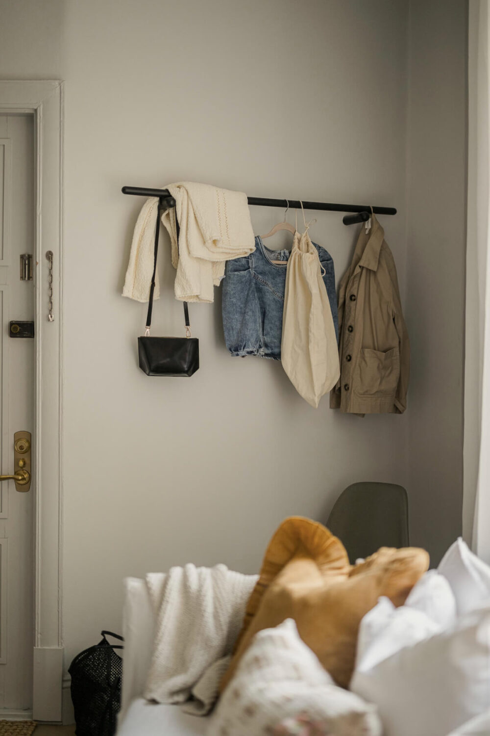 A Stylish Swedish Studio Apartment with a Blue Kitchen 10 entry hall coat hanger