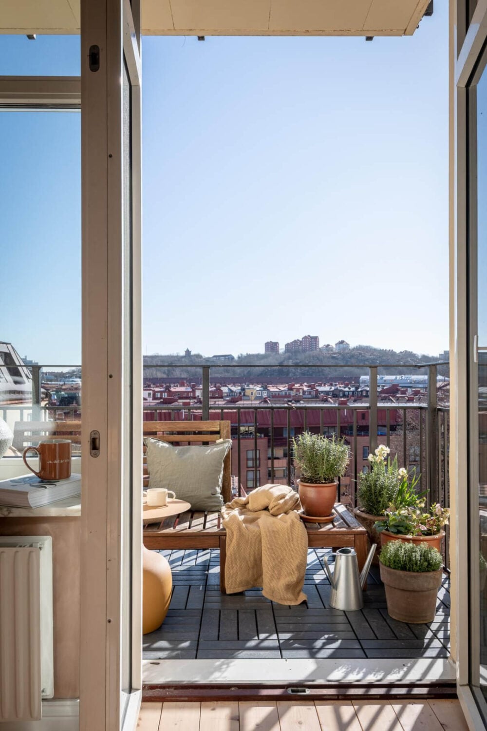 A Natural Color Palette, Period Features, & Grand Rooms in a Swedish Home 21 glass balcony doors