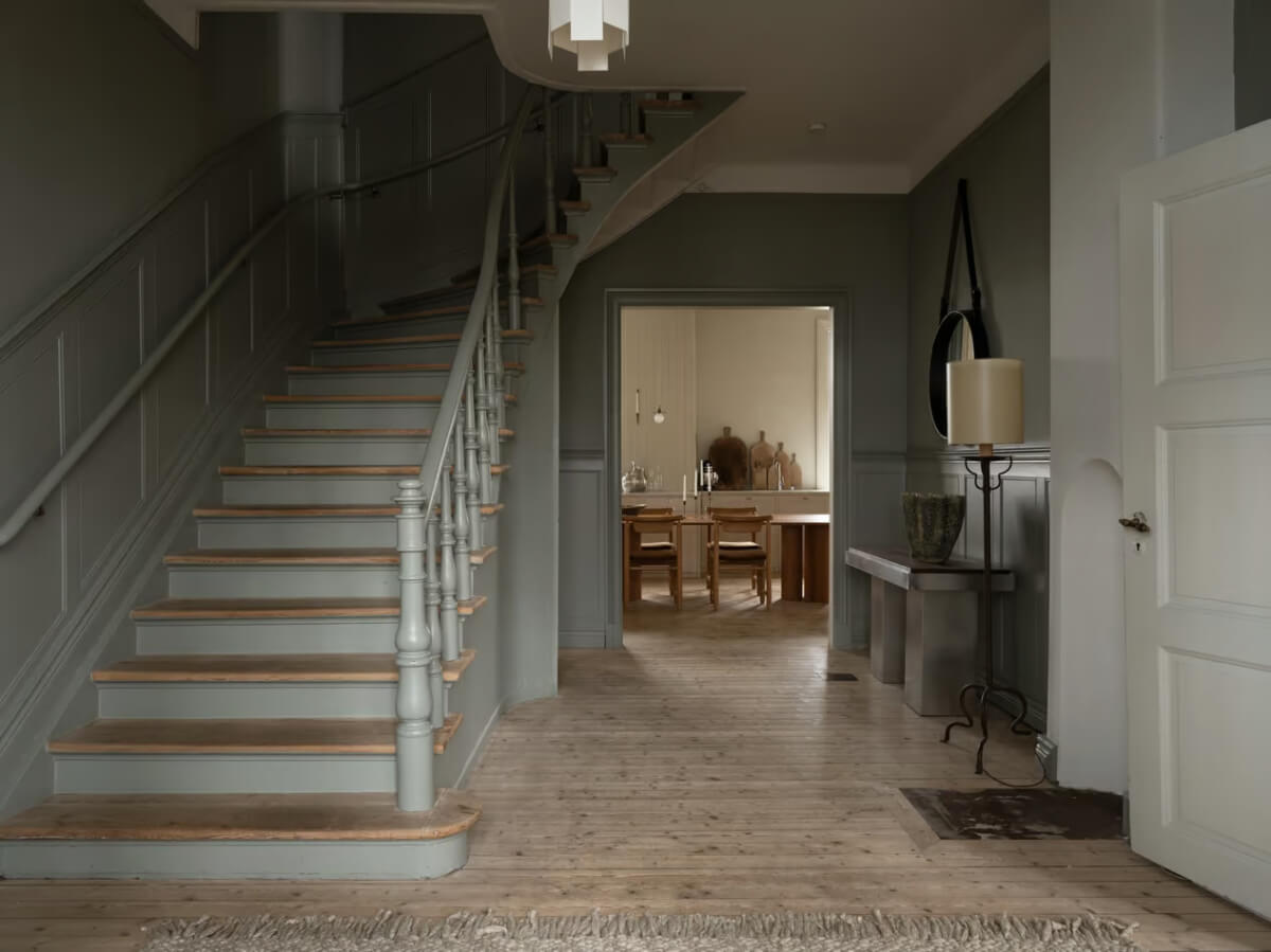 Artilleriet Co-Founder is Selling Her Art Nouveau Villa in Sweden 13 gray hall wooden floor