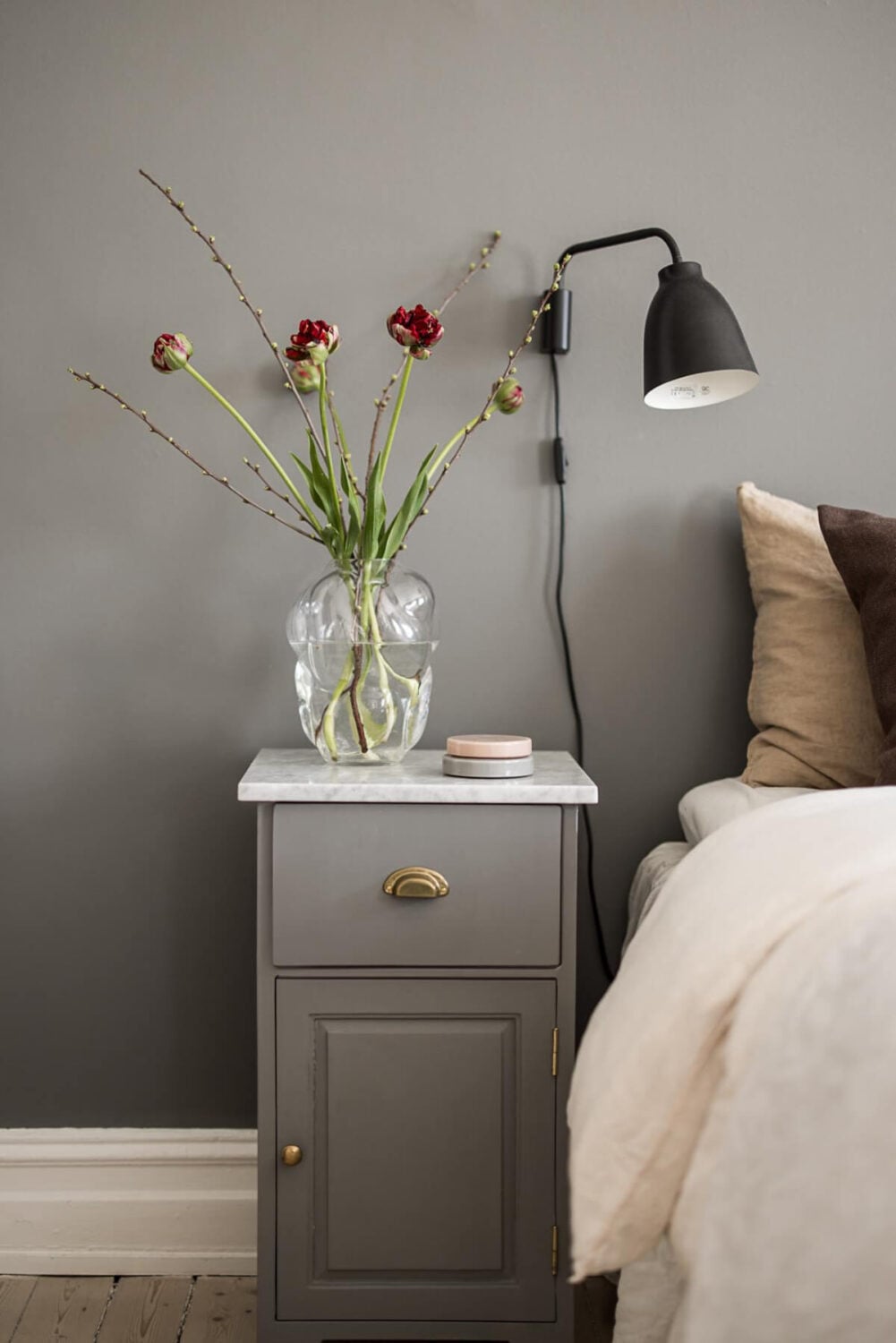 Gray Tones and a Classic Kitchen in a Swedish Apartment 9 gray nightstand