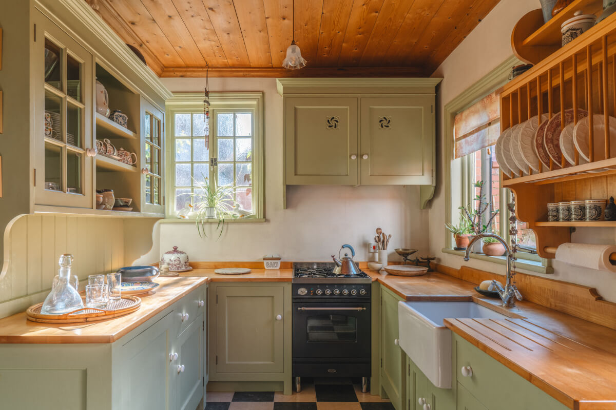 A Sage Green Kitchen in a Charming Arts and Crafts House 9 green cottage-style kitchen