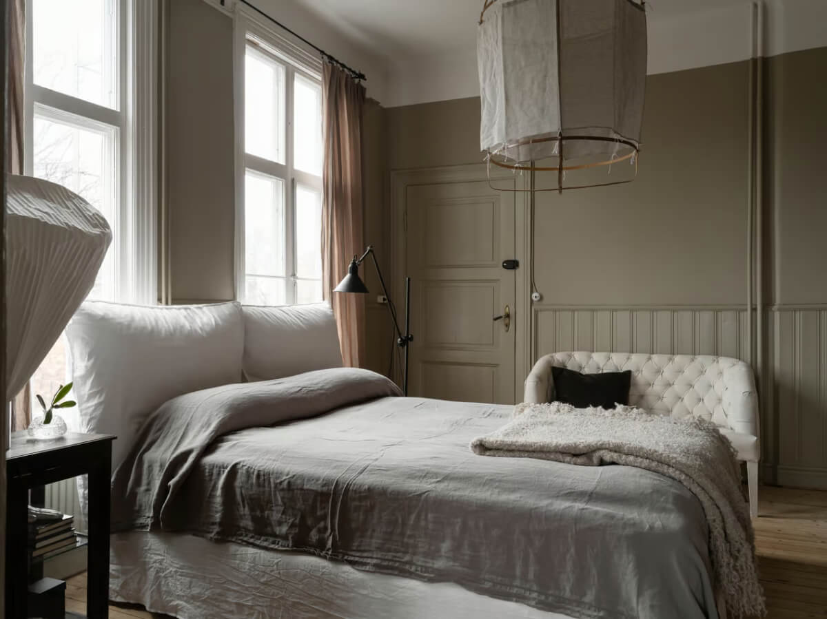 Artilleriet Co-Founder is Selling Her Art Nouveau Villa in Sweden 14 greige bedroom