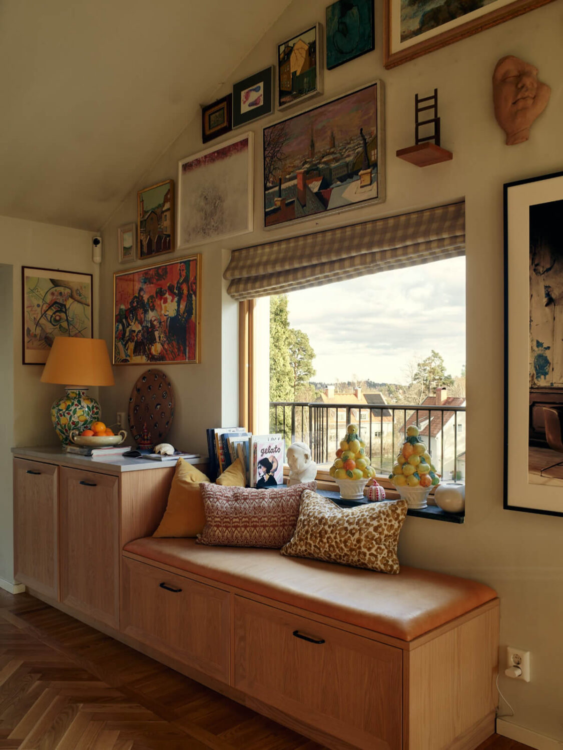 A Personal and Cozy 1960s Family Home in Sweden 7 kitchen bench window seat