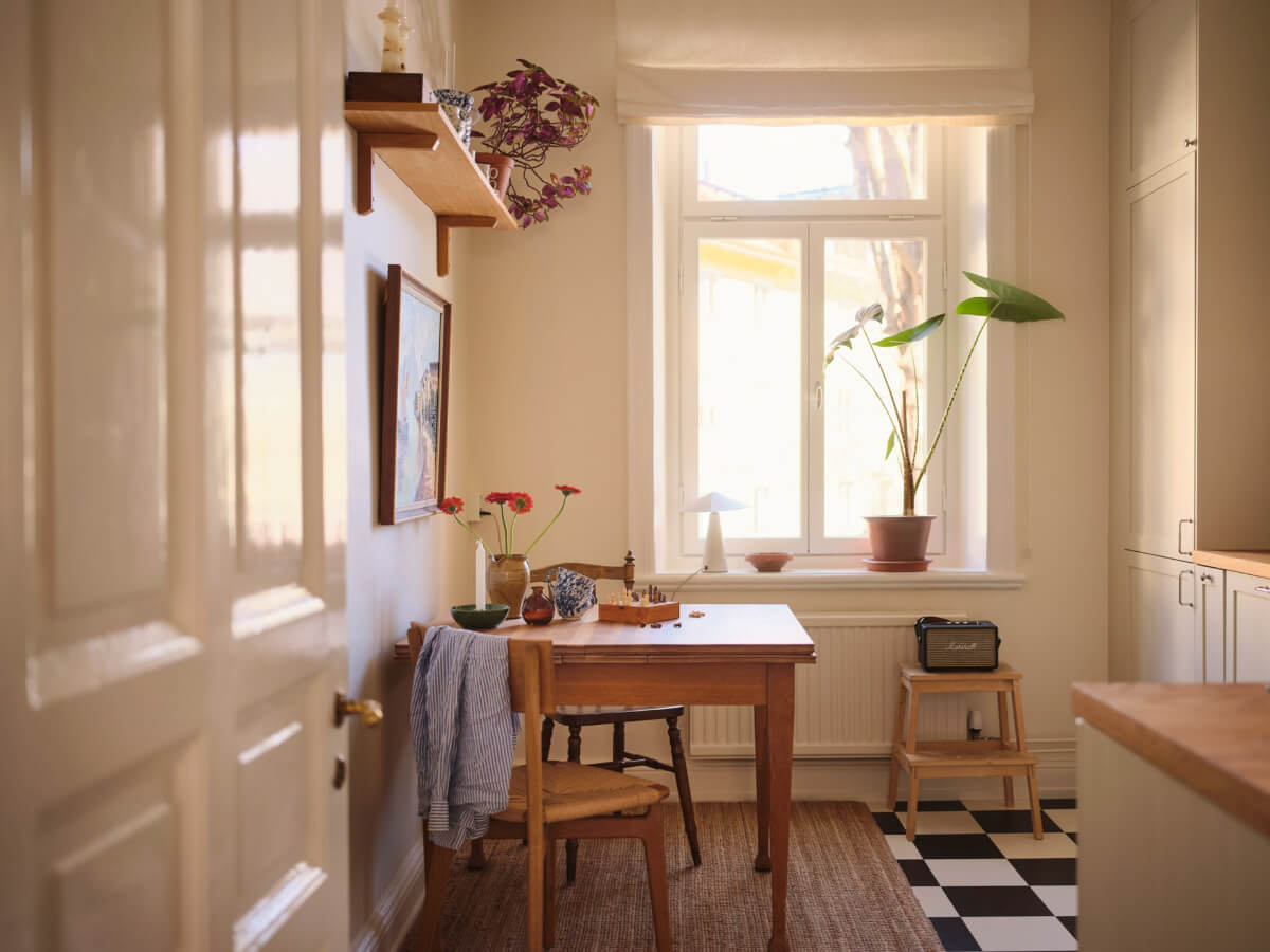 Warm, Natural Light in a Renovated Turn-of-the-Century Apartment 14 kitchen checkerboard floor