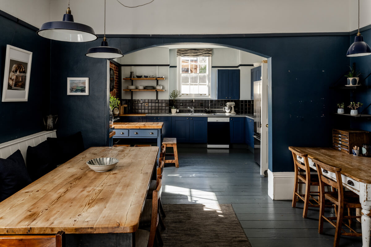 A Grand Georgian Home with Views of the Jurassic Coast 7 kitchen dining area rustic table