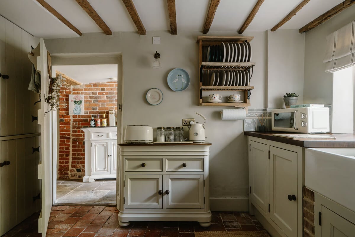 Serene Colors and Historic Elements in an Elizabethan Home in Wiltshire 10 kitchen stone floor