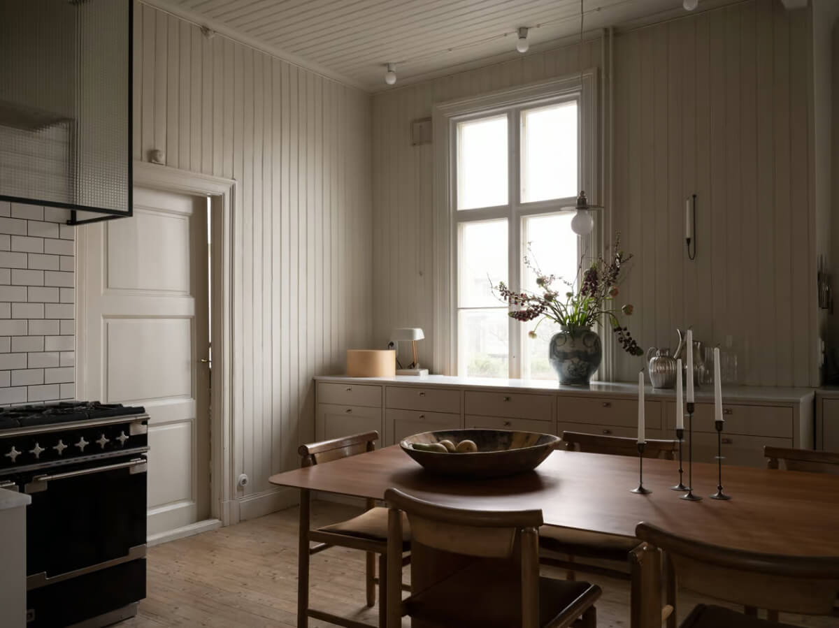 Artilleriet Co-Founder is Selling Her Art Nouveau Villa in Sweden 3 kitchen tongue and groove paneling