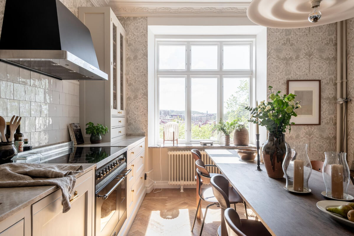 A Stunning Kitchen in a Classic Renovated Turn-of-the-Century Apartment 6 large kitchen window