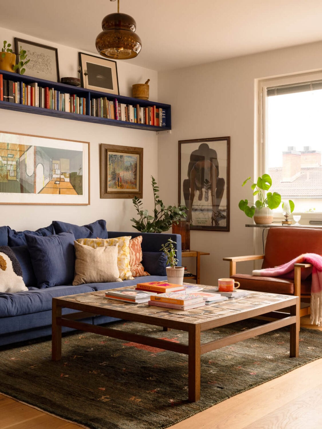 Color Accents in a Renovated Midcentury Apartment in Stockholm 3 living room detail