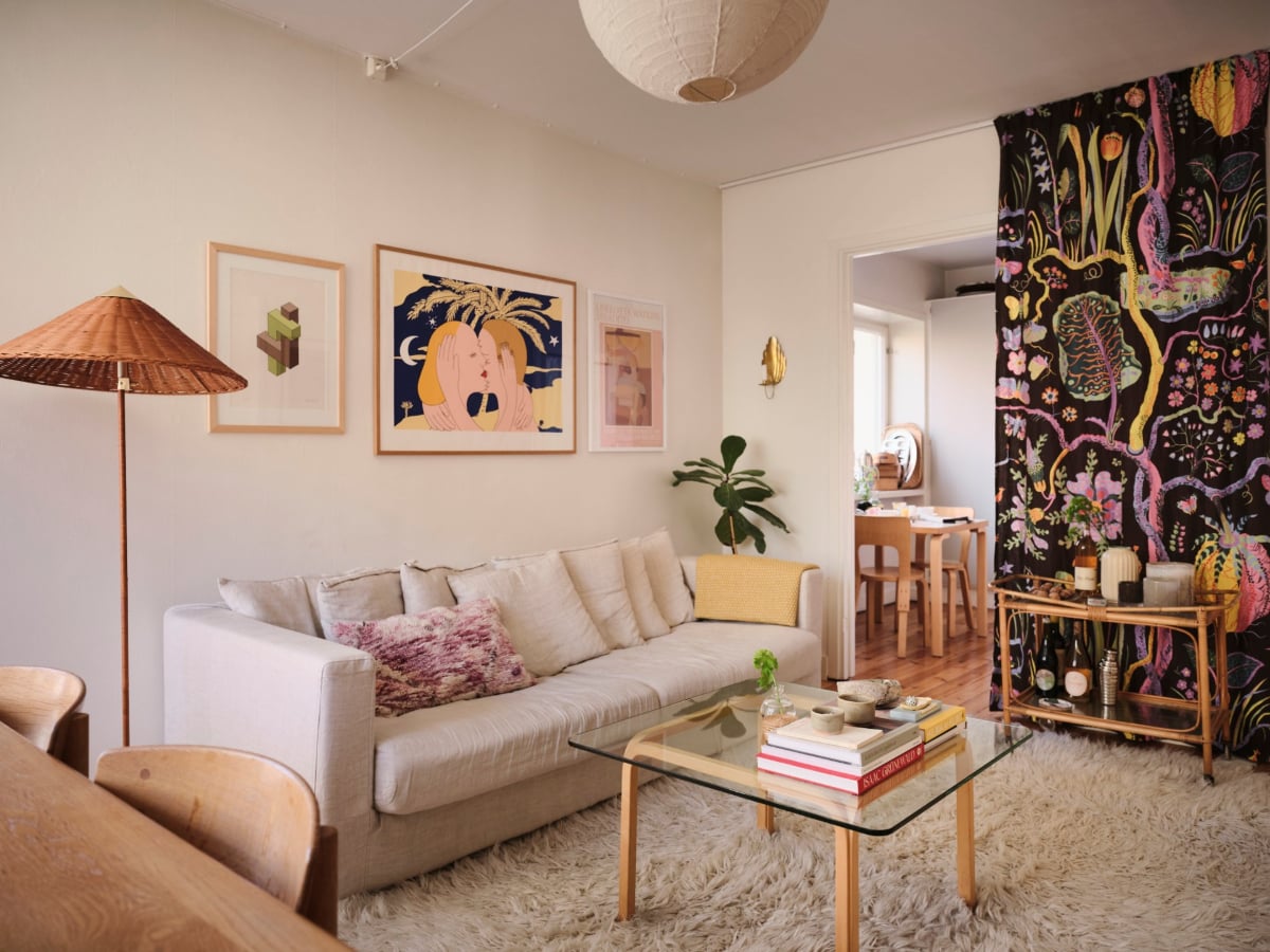 A Light-Filled Functionalist Apartment in Stockholm 8 living room fabric