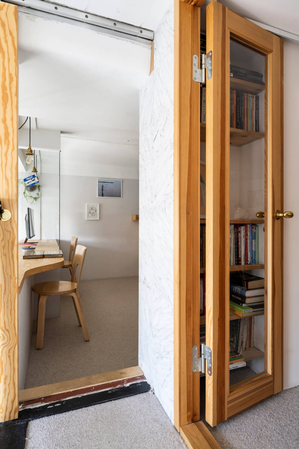 Pale Blue Walls and Huge Windows in a Swedish Loft Apartment 18 loft space glass doors