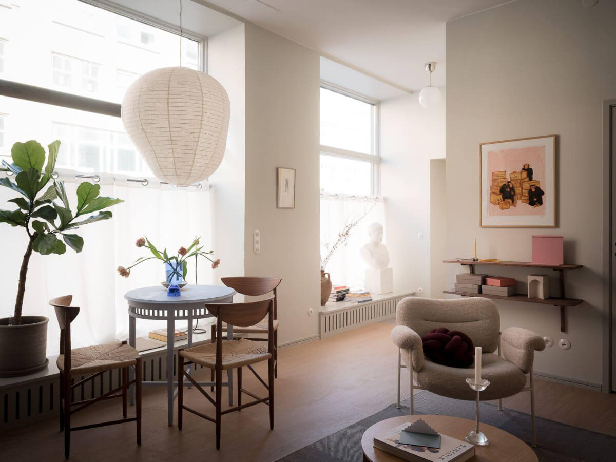 A Modern Split-Level Apartment in a Former Bakery 8 modern scandinavian living room