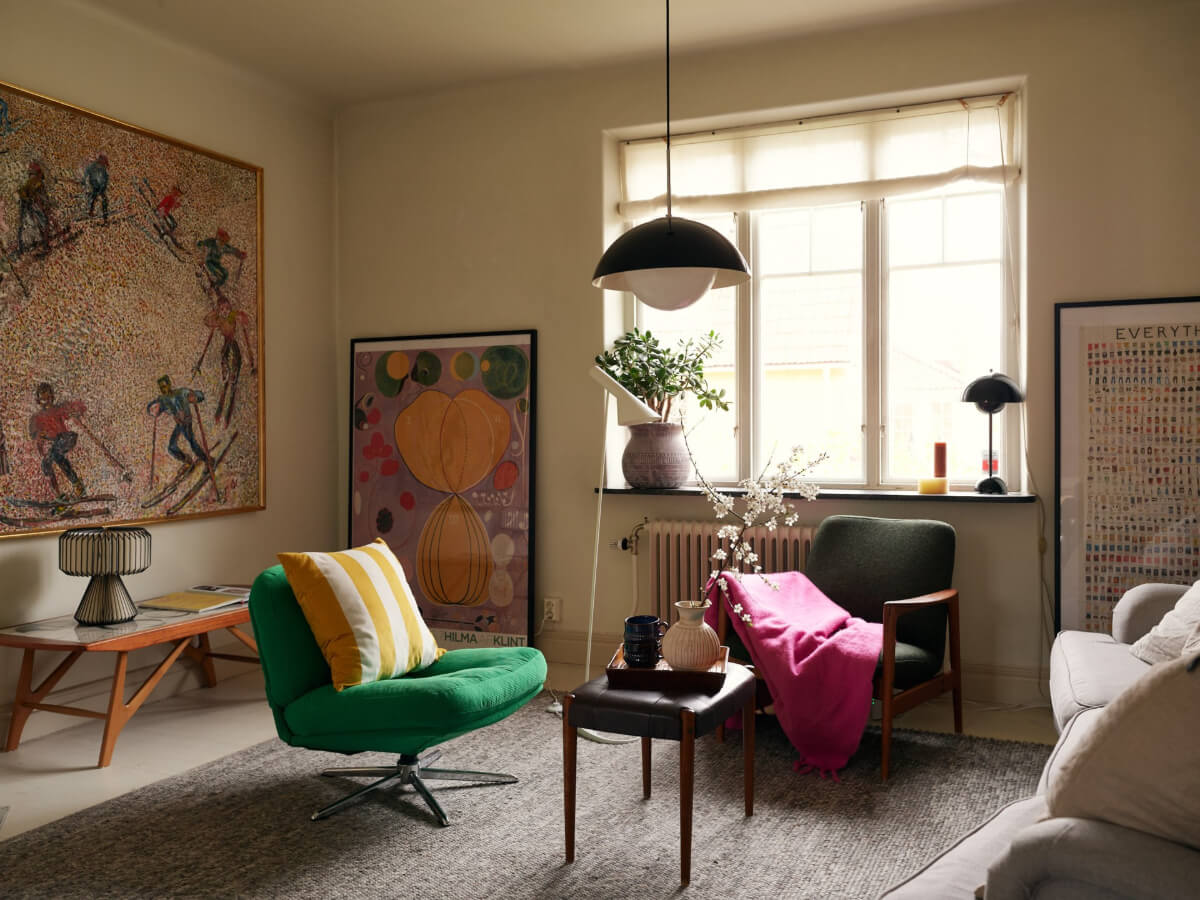 A Charming Semi-Detached House in the First Garden Town of Stockholm 1 muted tones living room