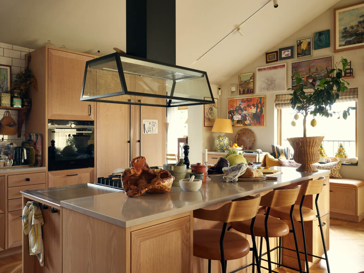 A Personal and Cozy 1960s Family Home in Sweden 4 oak kitchen with island
