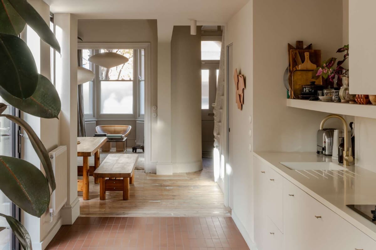 Natural Materials and Period Features in a Restored Victorian House 12 open plan kitchen dining area large windows