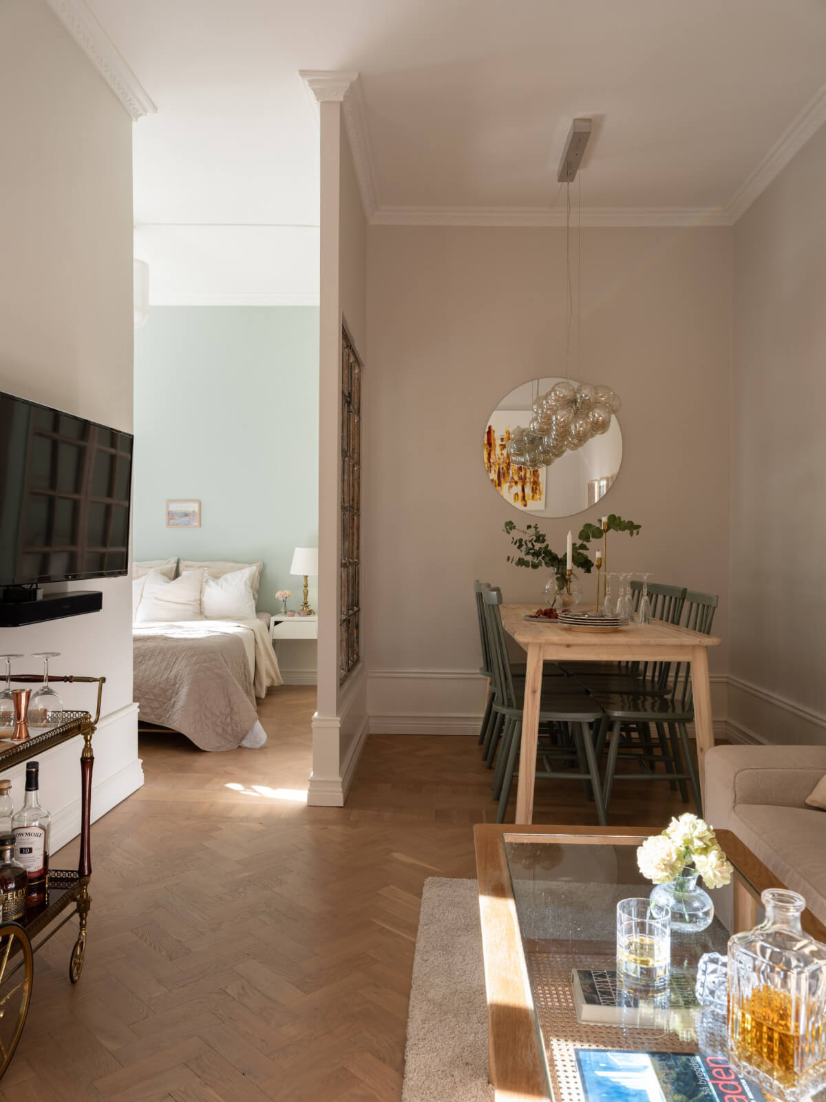 open-plan layout swedish apartment