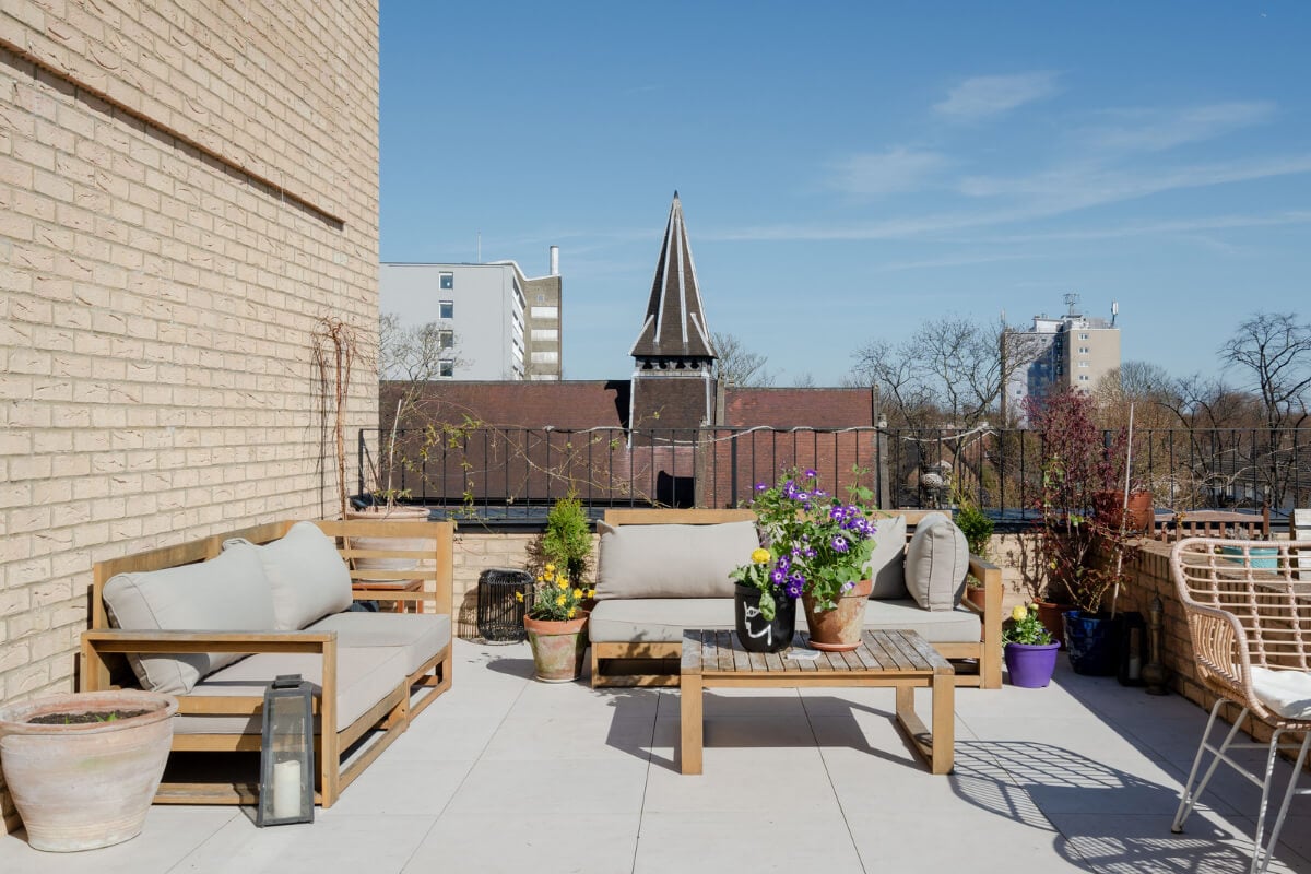 Arched Shapes and Hand-Painted Murals in a Joyful London Townhouse 20 roof terrace 1 Arched Shapes and Hand-Painted Murals in a Joyful London Townhouse