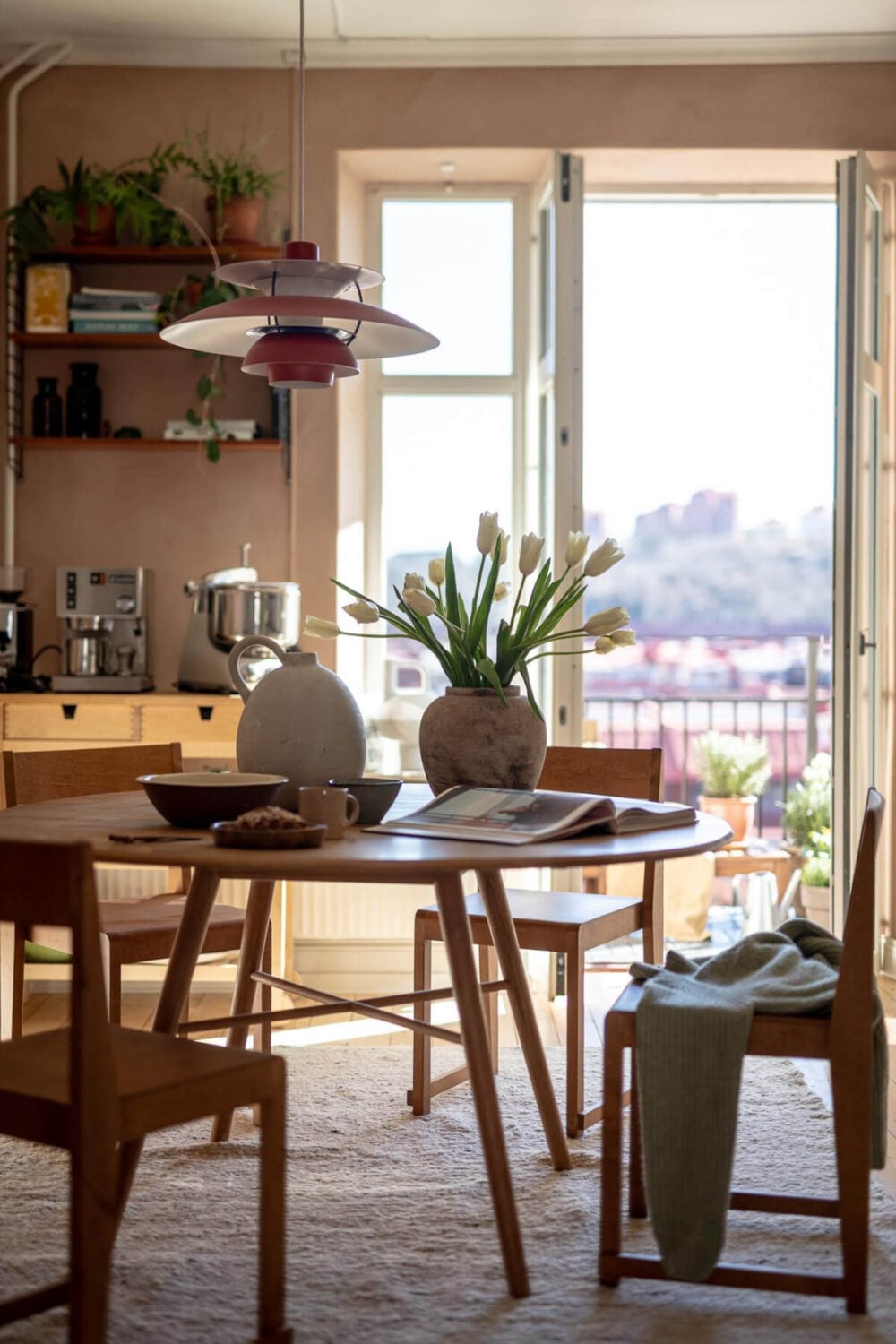 A Natural Color Palette, Period Features, & Grand Rooms in a Swedish Home 23 round kitchen table
