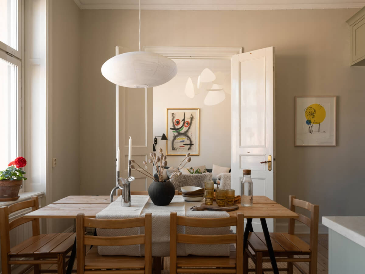 Turn-of-the-Century Charm and Site-Built Storage in a Stockholm Apartment 13 rustic dining table