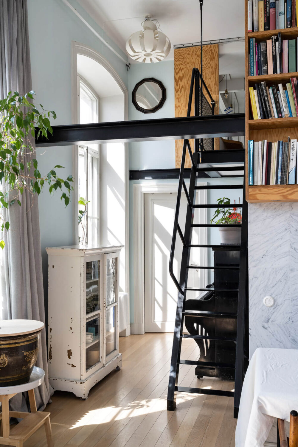 Pale Blue Walls and Huge Windows in a Swedish Loft Apartment 13 scandi loft blue walls
