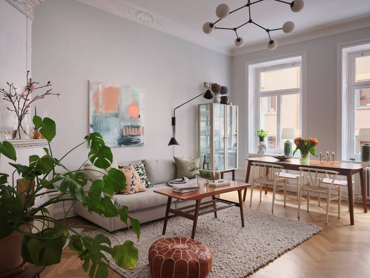 Classic Elements and Light Rooms in a Lovely Family Apartment 1 scandinavian living room