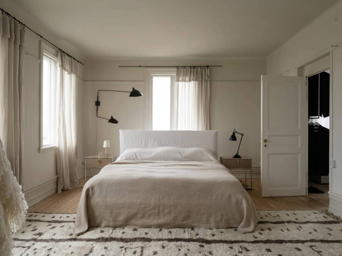 Artilleriet Co-Founder is Selling Her Art Nouveau Villa in Sweden 23 serene bedroom large rug