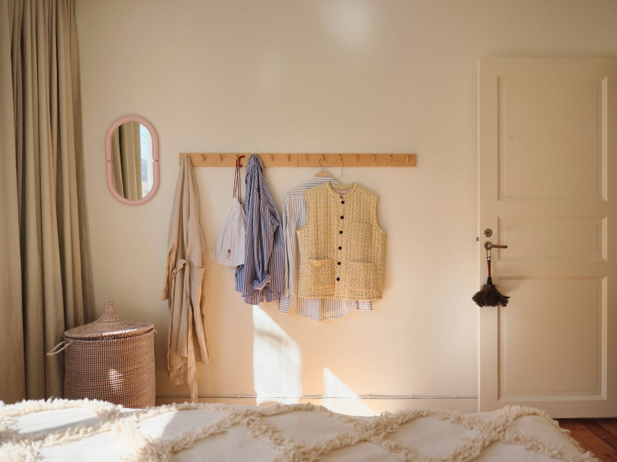 A Light-Filled Functionalist Apartment in Stockholm 14 simple wall hooks bedroom